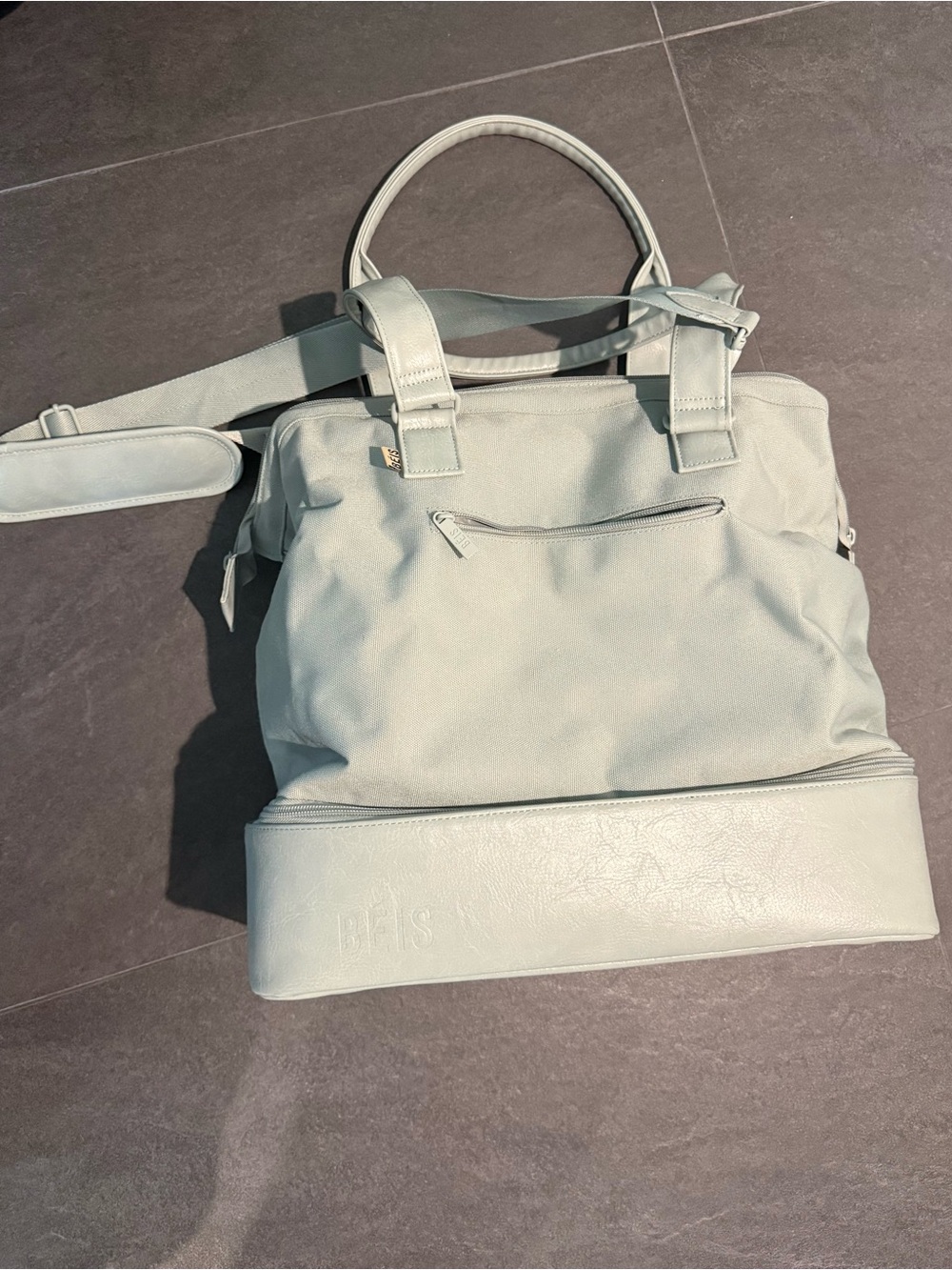BEIS The Mini Weekender in Slate with Detachable Strap - Picture 3 of 6